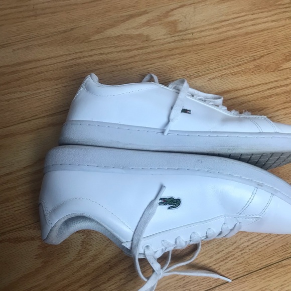 Men’s Lacoste White Leather Sneakers Sz 8 - Picture 8 of 12